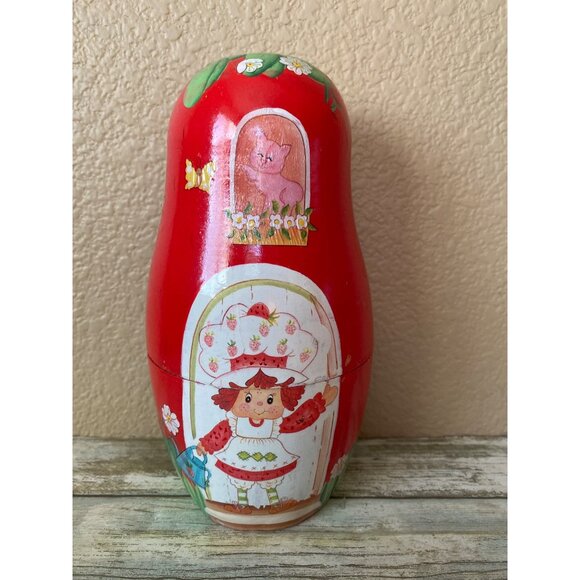 Vintage Strawberry Shortcake Wooden Nesting Dolls Set of 5 - 1980s Collectible - Picture 5 of 16